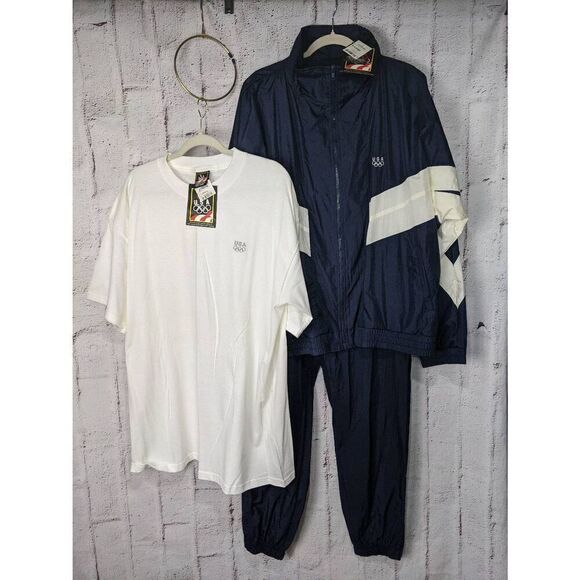 Vintage JCPenny USA Olympics Track Suit w Tshirt size XL Pants Windbreaker Jacke - Picture 1 of 16
